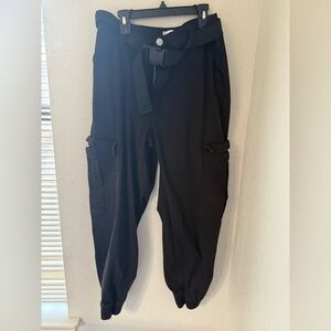 Rue+ 21 Women's  Belted High Rise Baggy Cargo Jogger Pants Black Size XL